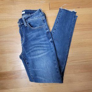 KanCan #39748 Mid Rise Skinny Stretch Med Wash Ragged Hem Jeans | Size 27
